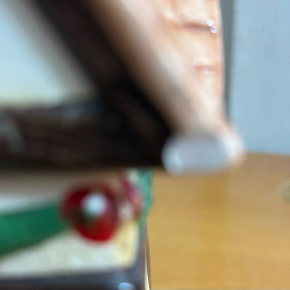 Vintage Christmas cottage cookie jar with people in‎ door